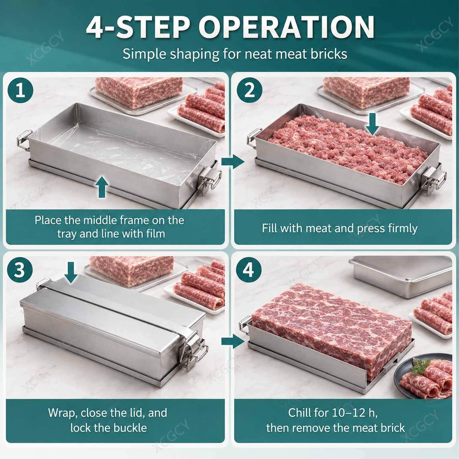 Stampo Rettangolare per Pressare La Carne, Strumento per Pressare La Carne per Prosciutti, Piastra 1,5/2,0mm, Scatola Apribile Inox 304 da 3mm, 201 Stainless Steel 20-10-6/1.5mm