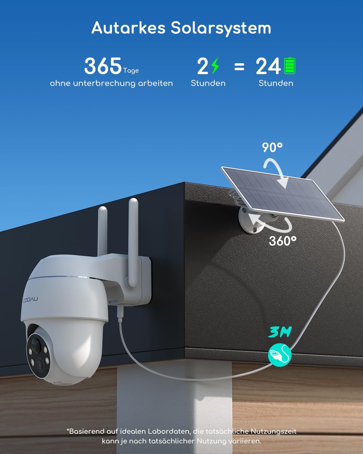 COOAU 4MP 5G&2,4G Überwachungskamera Aussen Solar Akku - 2er Kabelloses Set