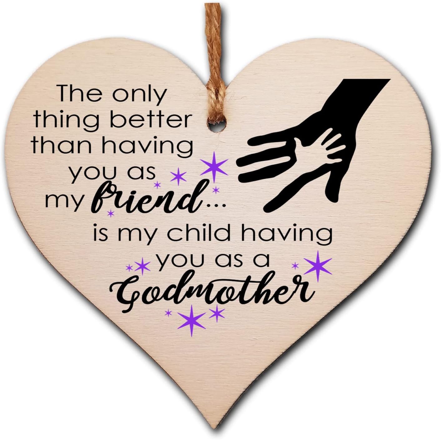 Handmade Wooden Hanging Heart Plaque Gift for Friend Godmother Loving ...