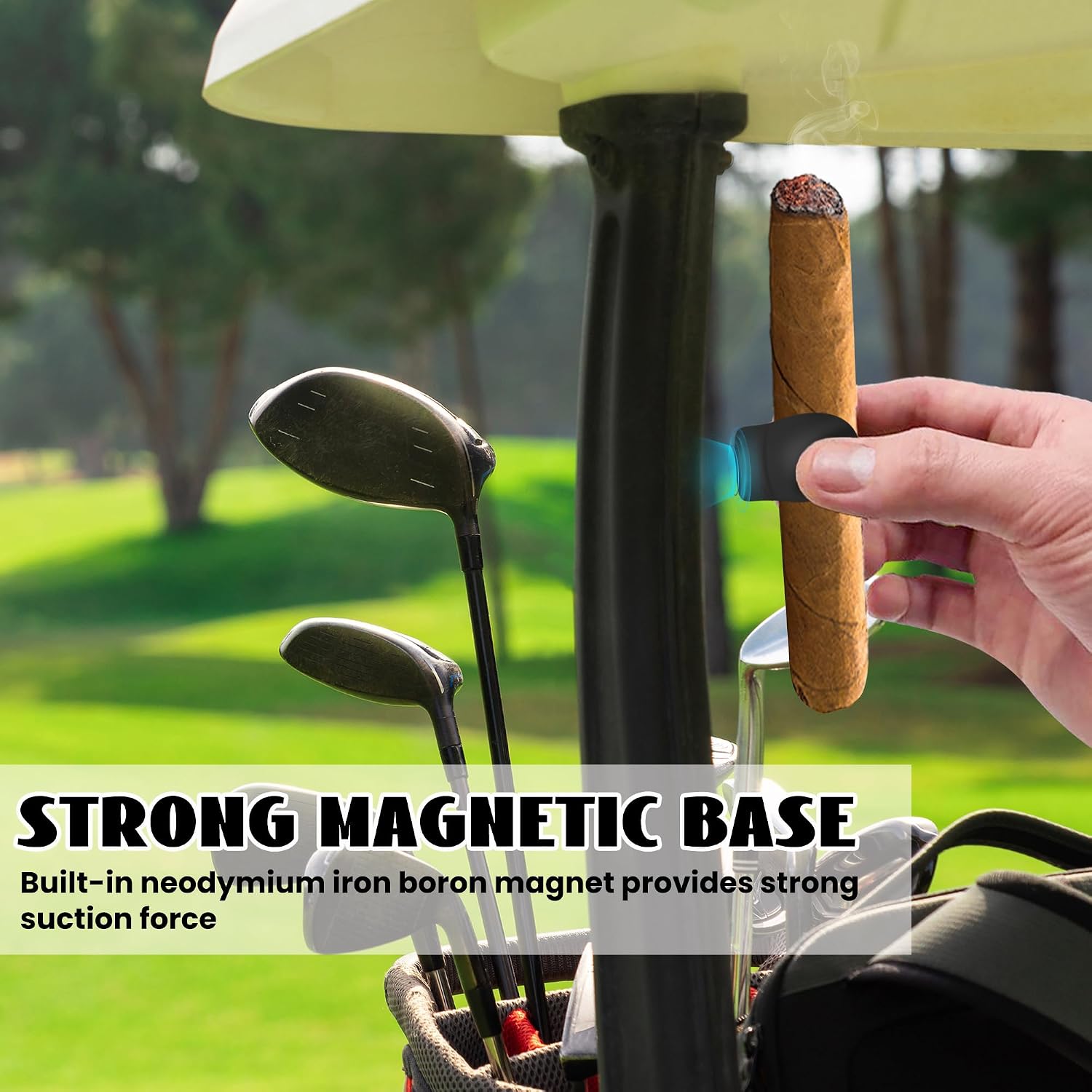 Magnetic Cigar Holder for Golf Carts - Versatile, Fire-Retardant and Elasticity Silicone Stogie Clip, Perfect for Golfing Fishing Camping and Outdoor Activities Ideal Gift for Men
