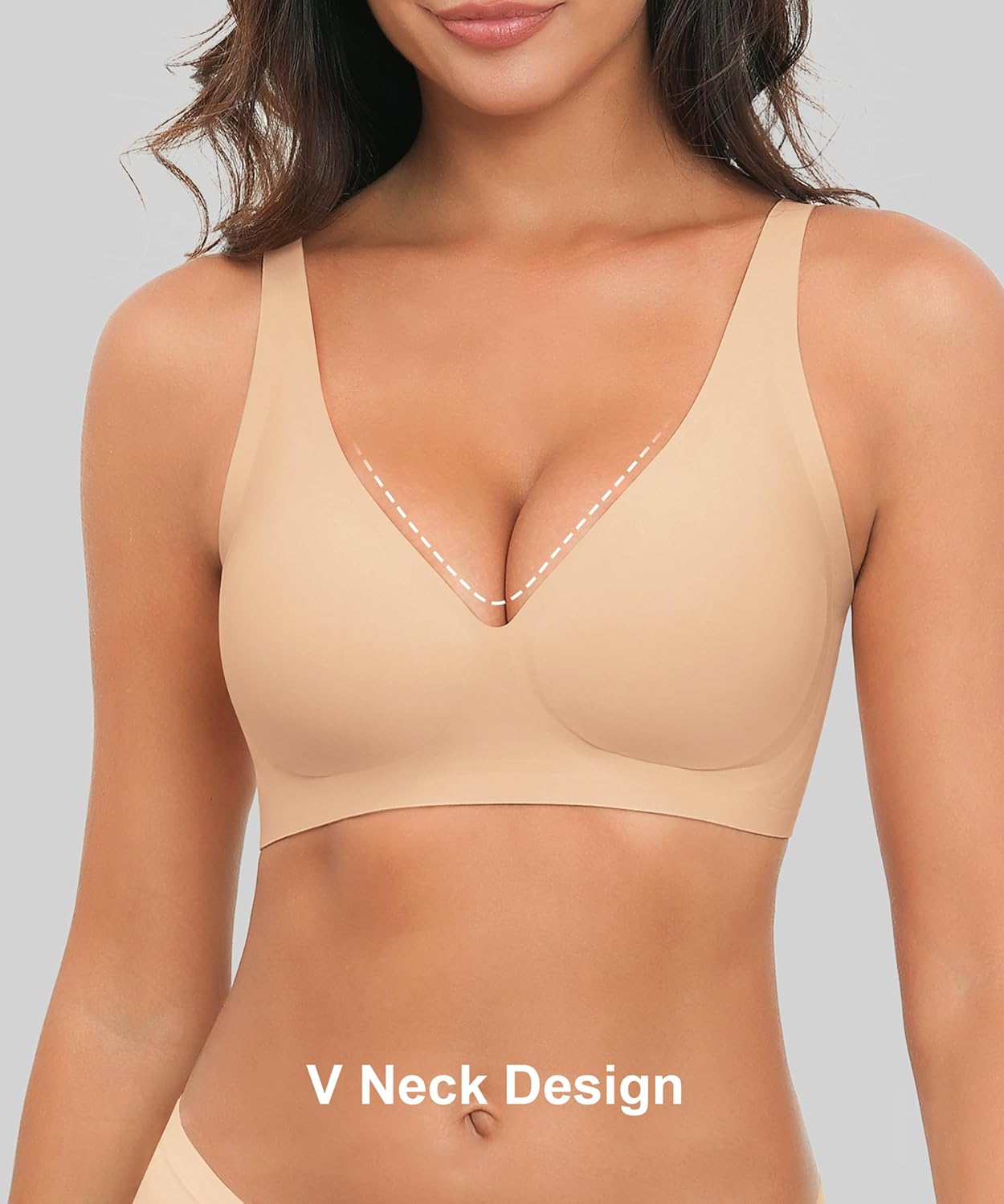 Bra for Women Wireless No Underwire Seamless Full Coverage Deep V Bralettes Everyday Comfortable Soft - Image 2