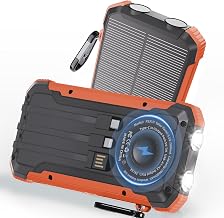 Solar Charger Power Bank 20,000mAh Portable Wireless Charger, Fast Charging External Battery Bank with 6 Outputs for Cell Phones,Portable Solar Panel with Dual Flashlight for Camping