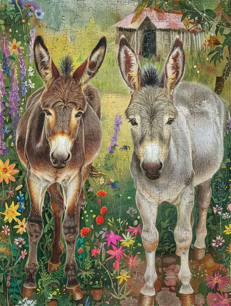 DIY Donkey Diamond Painting Animal Diamond Art Kits for Adults, Round Diamond Painting Kit, 5D Full Drill Crystal Art Painting Embroidery Crafts Kits, Diamond Art for Kids, Home Wall Decor 30x40cm
