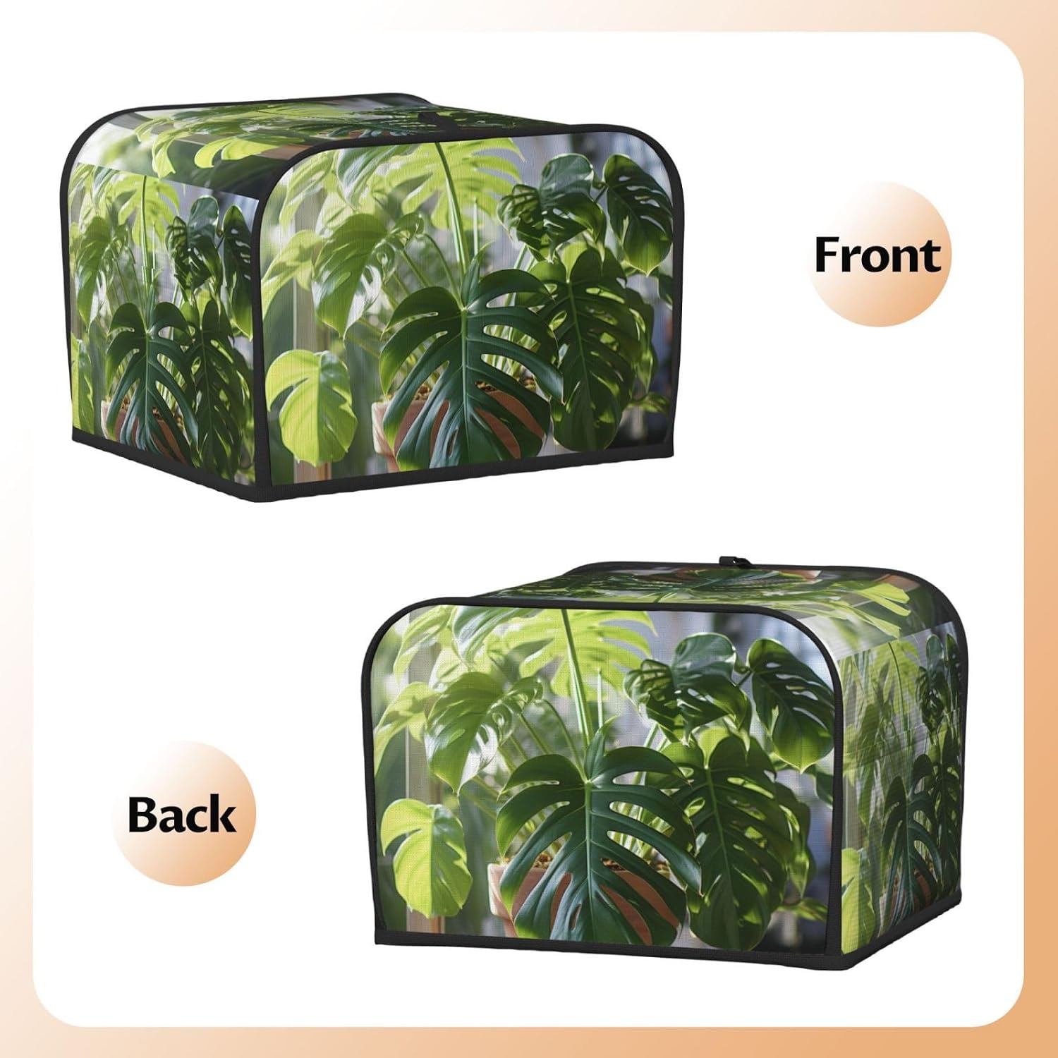 Monstera Deliciosa Banana Palm Print 4-Slice Toaster Cover Kitchen Appliance For Bread Home Protector Daily Usability image 3