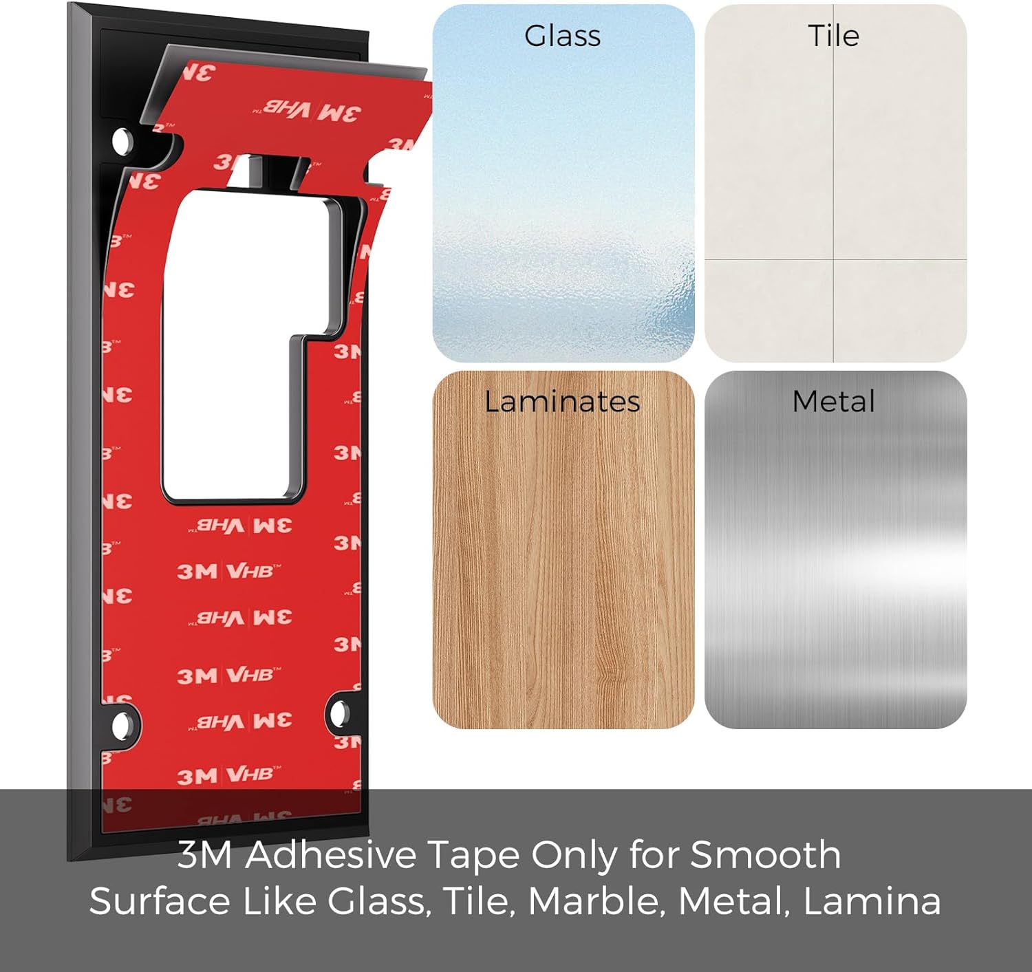 No Drill Doorbell Mount for Ring Battery Doorbell (2024 Release) - Strong Adhesive Mounting Plate, Renter Friendly Apartment & Office Video Doorbell Holder Bracket, Easy Install Accessories Kit