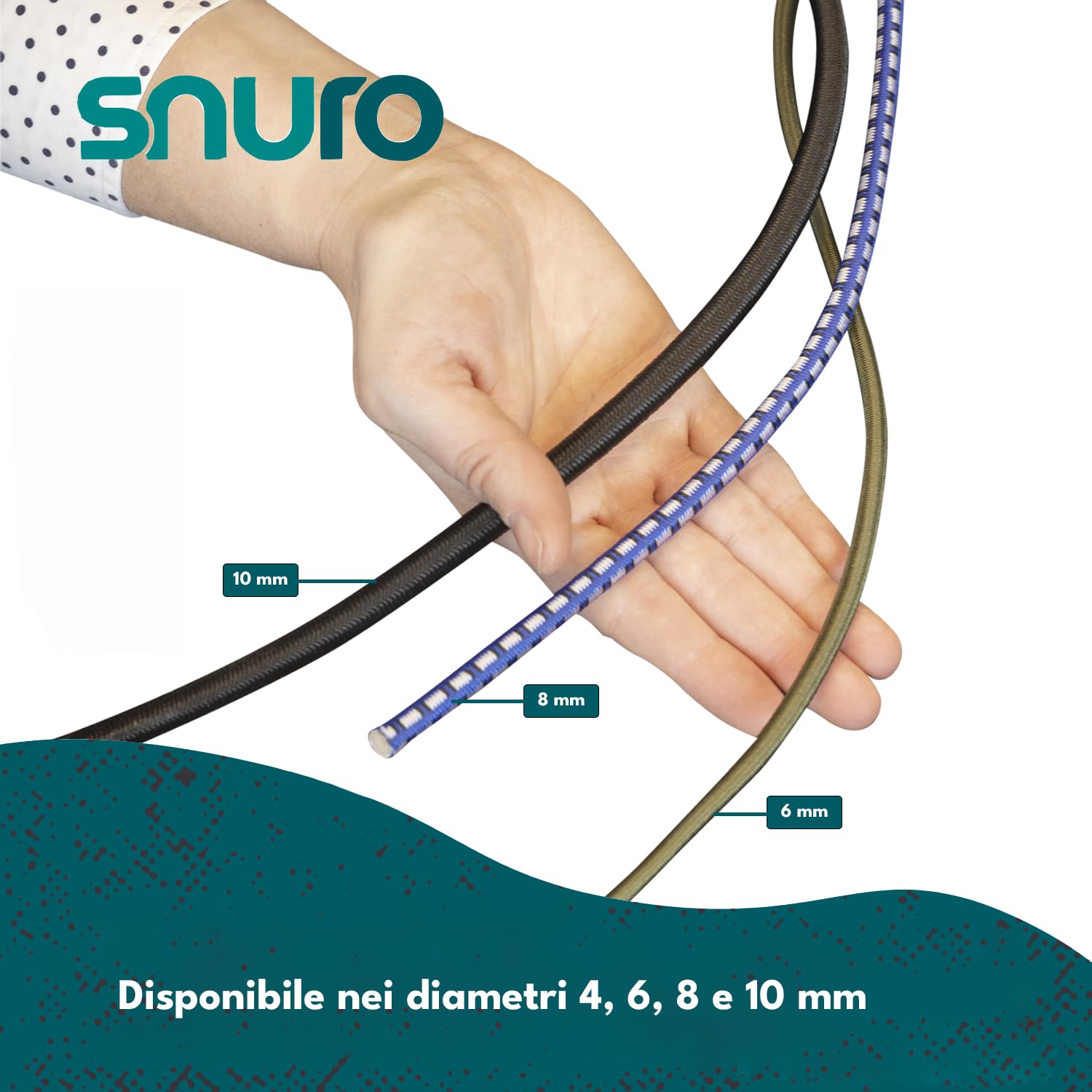 Cuerda elástica redonda (8 mm, 50 m, negro) – Calidad profesional – Resistente a la intemperie y reutilizable – Fuerza de rotura 80 kg