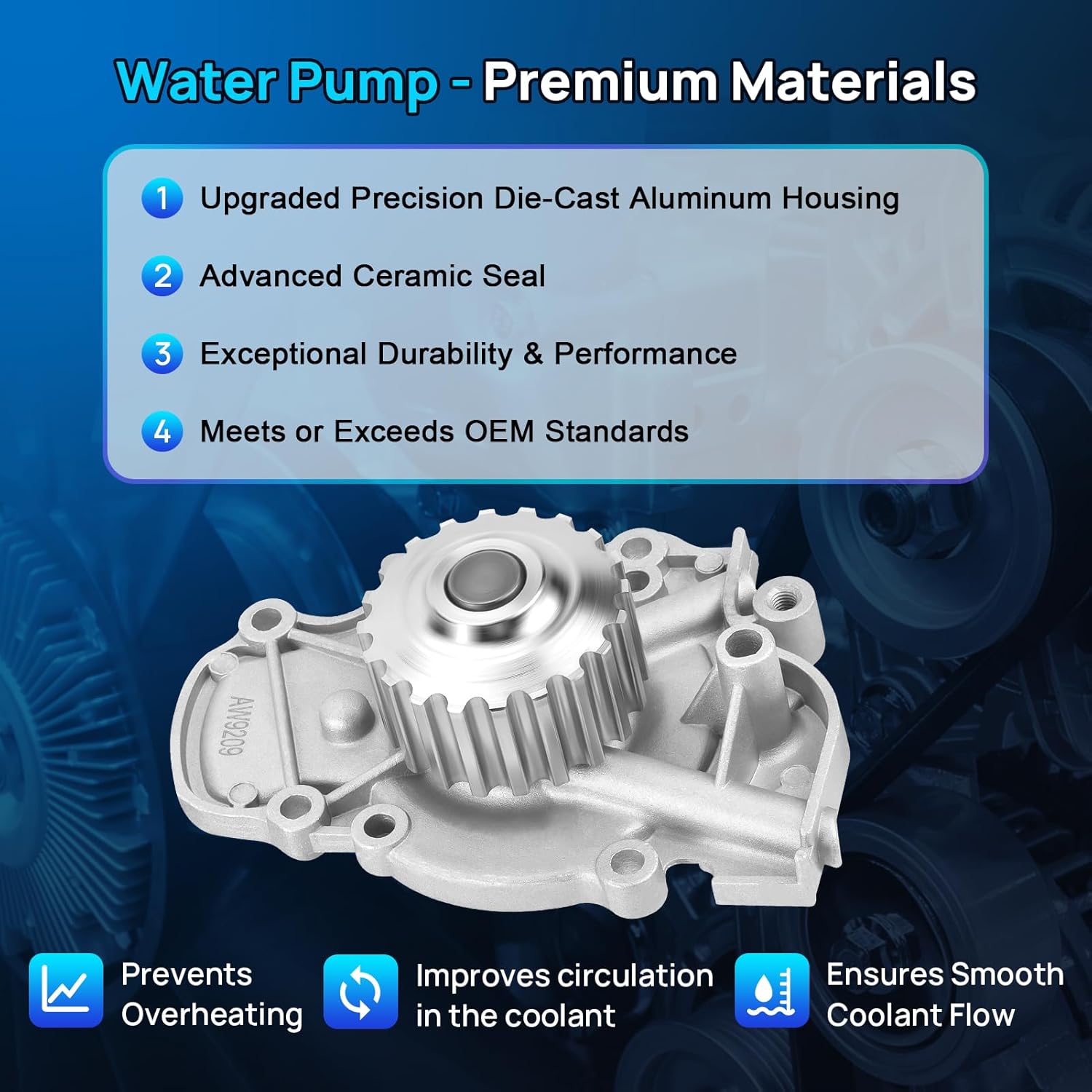 Timing Belt Kit with Water Pump Compatible with Honda Accord 1994-2002, Acura CL 1997-1999, Odyssey 1998, Isuzu Oasis 1998-1999 | F23A1 F22B1 | Replace TCKWP244 TBKWP244 19200-P0A-003