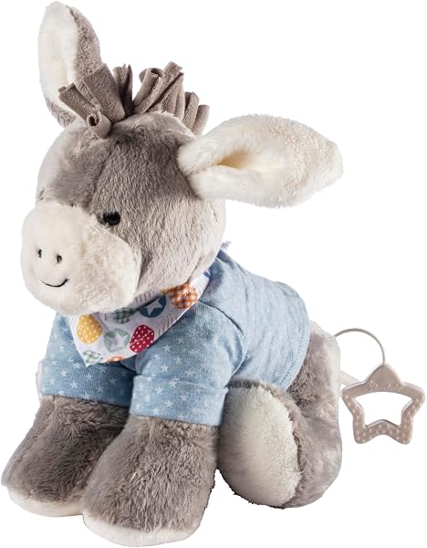 Sterntaler Spieluhr M Esel Emmi – Babyspieluhr aus Flausch & Jersey - Kuscheltier waschbar mit entnehmbarem Spielwerk, Melodie „La Le Lu“ – Einschlafhilfe ab Geburt - zuhause & unterwegs – 20x20x9 cm - 2