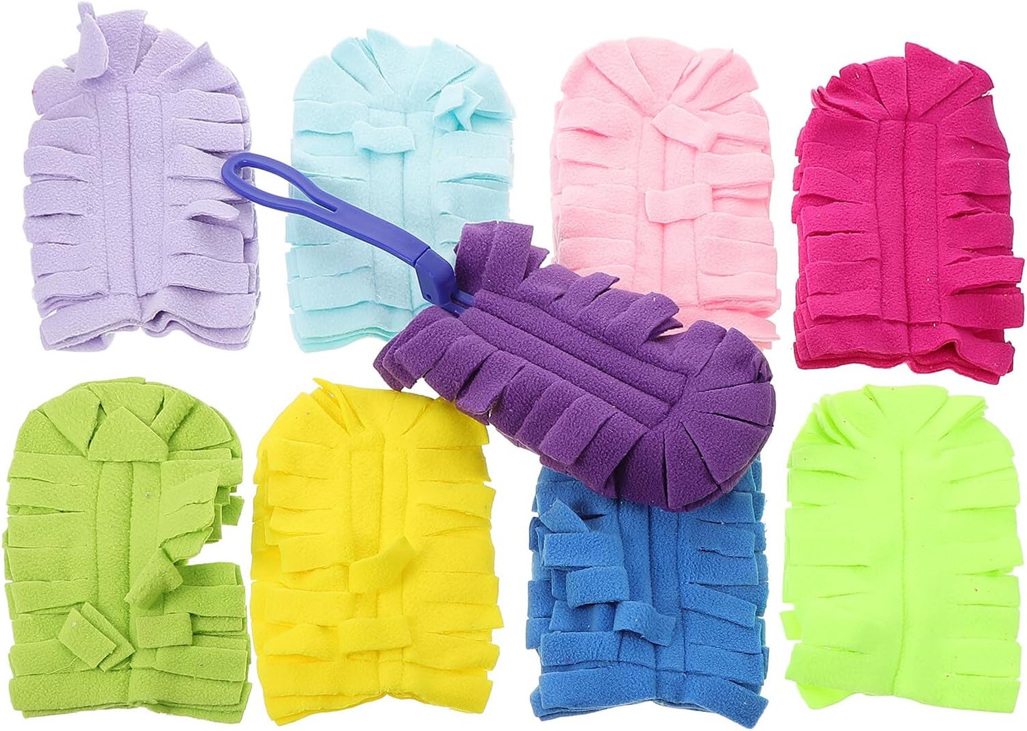 Reusable Washable Duster Refills 10-Color Fleece Dusting Pads Set with Plastic Handle for Wet and Dry Cleaning Household Dusting Tool and Cobweb Removal