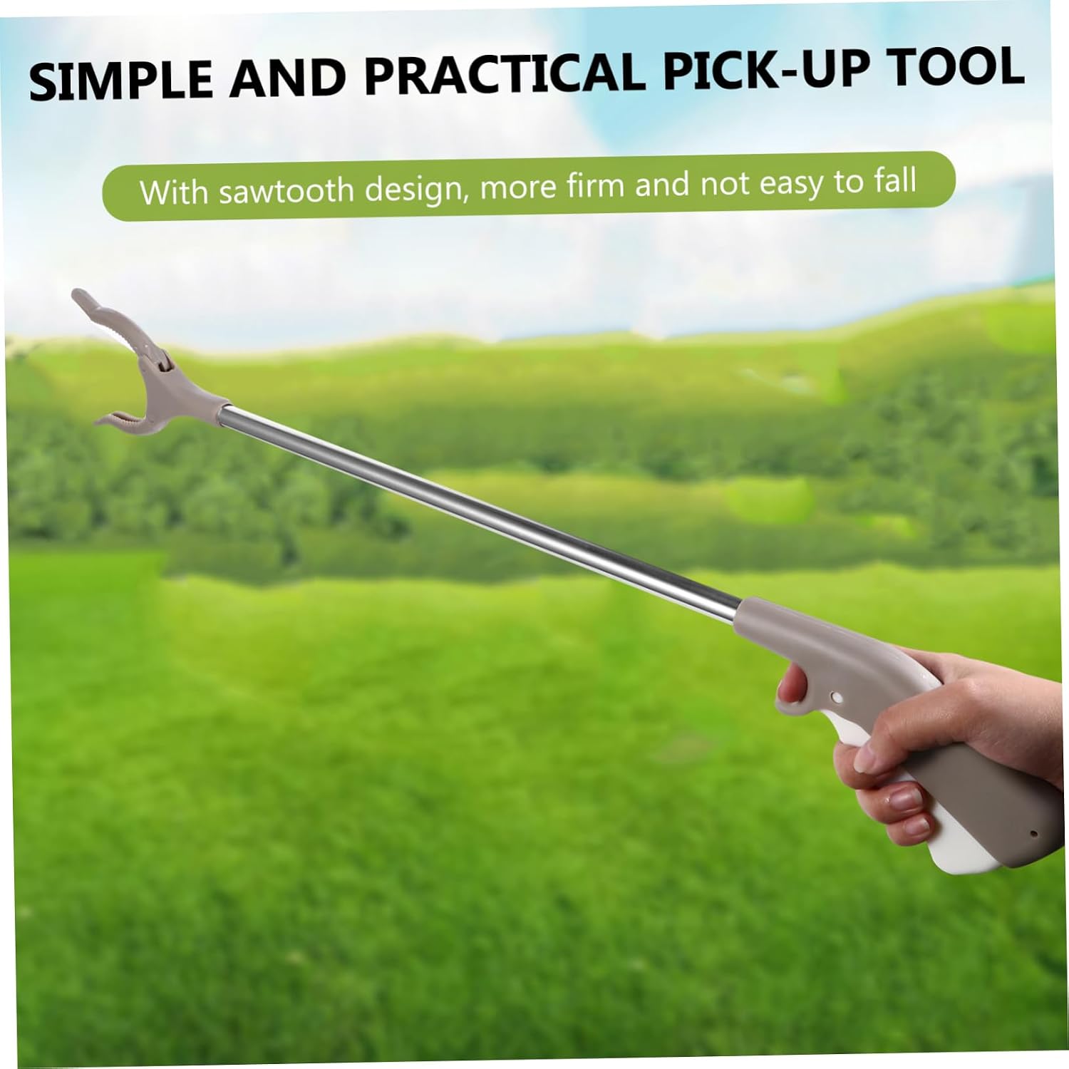 1pc Pickup Lightweight Grabber Trash u Tool Reacher Grabber Portable Grabber Garbage Rod Leaf Grabber Reacher Garbage Clip Tweezers Grabbing Elderly Stainless Steel
