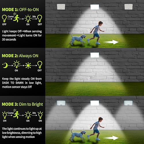 Miniatura 4 de Paquete de 2 184 luces LED solares de movimiento para exteriores, luces solares de pared impermeables con 3 modos ajustables, luz de seguridad