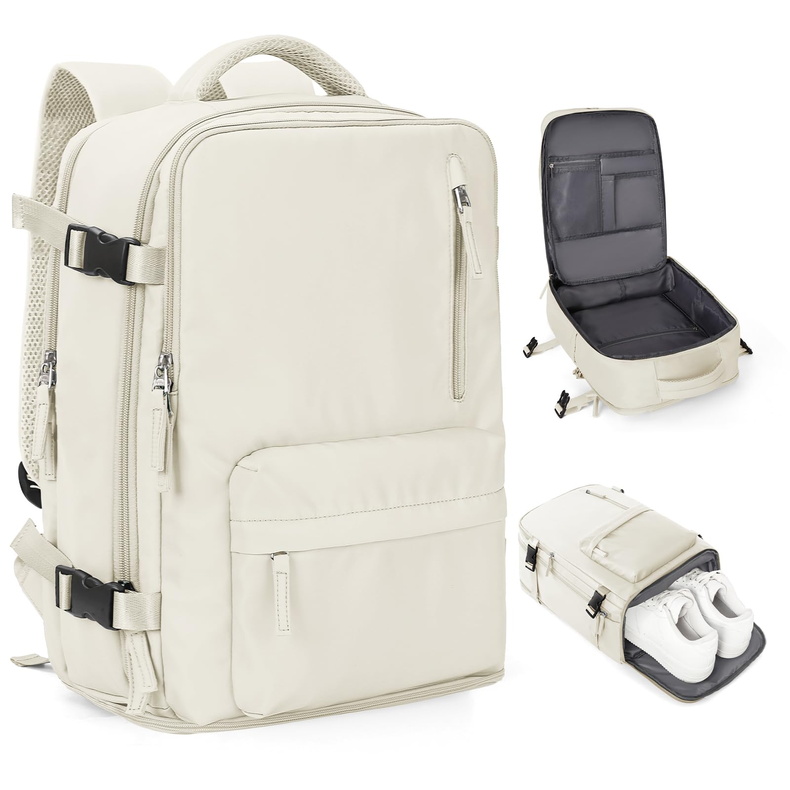 coowoz Travel Backpack For Women Men Airline Approved,Carry On Backpack,Hiking Laptop College Backpacks Waterproof Outdoor Sports Rucksack Casual Daypack Fit 15.6 Inch Backpacks,Beige