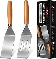 Vista 1 de Juego de 2 espátulas de acero inoxidable, mini espátula para servir para uso en cocina, espátula de metal para cocinar con mango resistente al