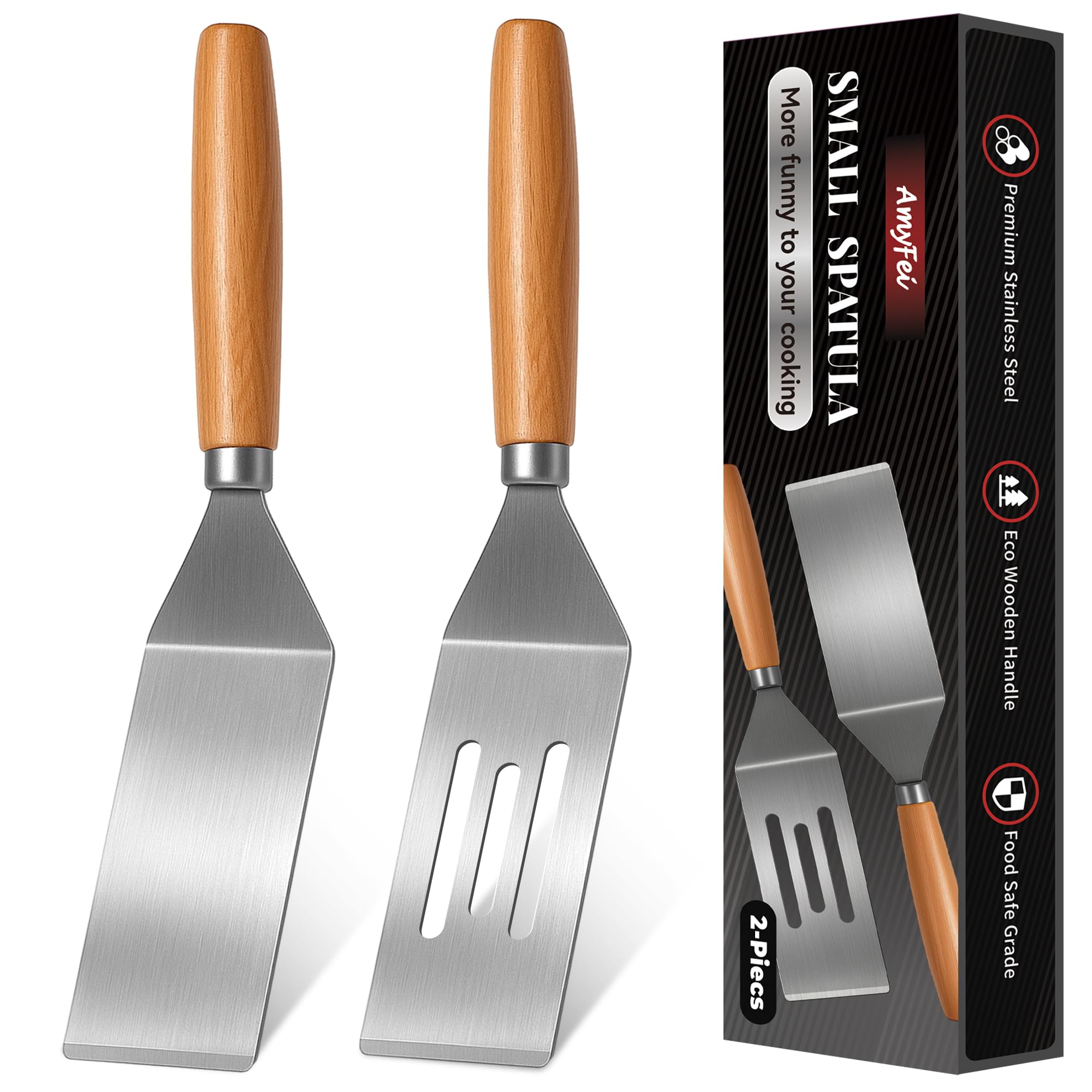 Photo 1 of 2Pcs Stainless Steel Spatula Set,Mini Serving Spatula for Kitchen Use,Metal Spatula for Cooking with Heat Resistant Handle,Metal Spatulas for kitchen use for Pancakes?Lasagna?Brownies?Cake and Cookie