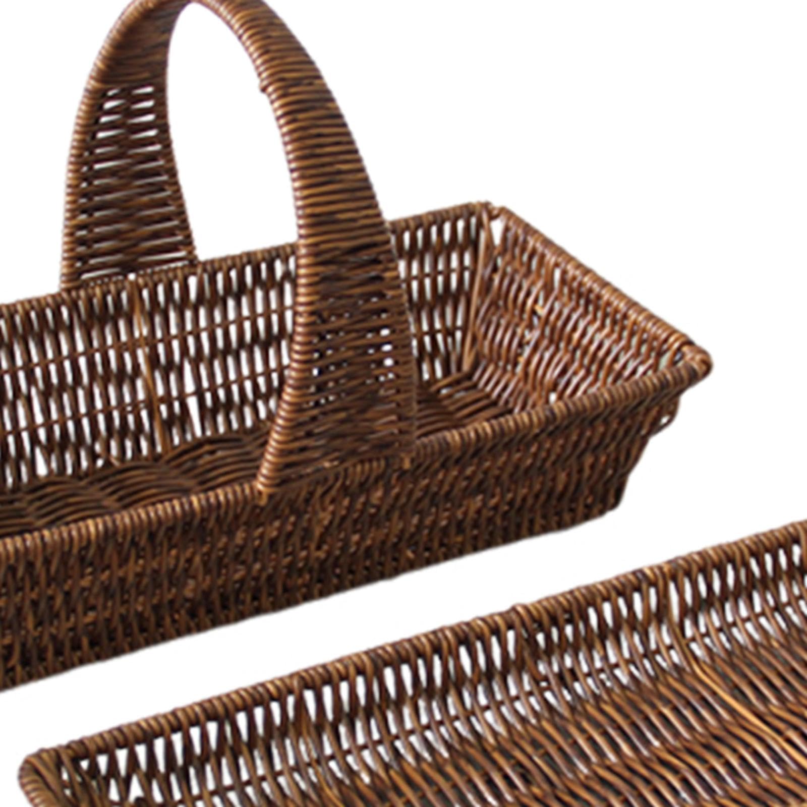 Generic 2 Pieces Imitation Rattan Storage Baskets Handwoven Decor Display Woven Bread Baskets for Bar Home Restaurant Vegetable Fruit