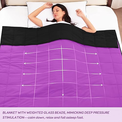 Miniatura 2 de Manta ponderada ROKDUK tamaño individual, para adultos y jóvenes, 48 x 72 pulgadas, 10 libras. Edredón alternativo de algodón, tamaño XL individual,