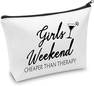 TSOTMO Girls Weekend Gift Girl Makeup Bag Girls Weekend Cheaper Than Therapy Bag Cosmetic Bags Travel Pouches Toiletry Bag Cases Travel Gifts for Best Friends (Weekend Light)