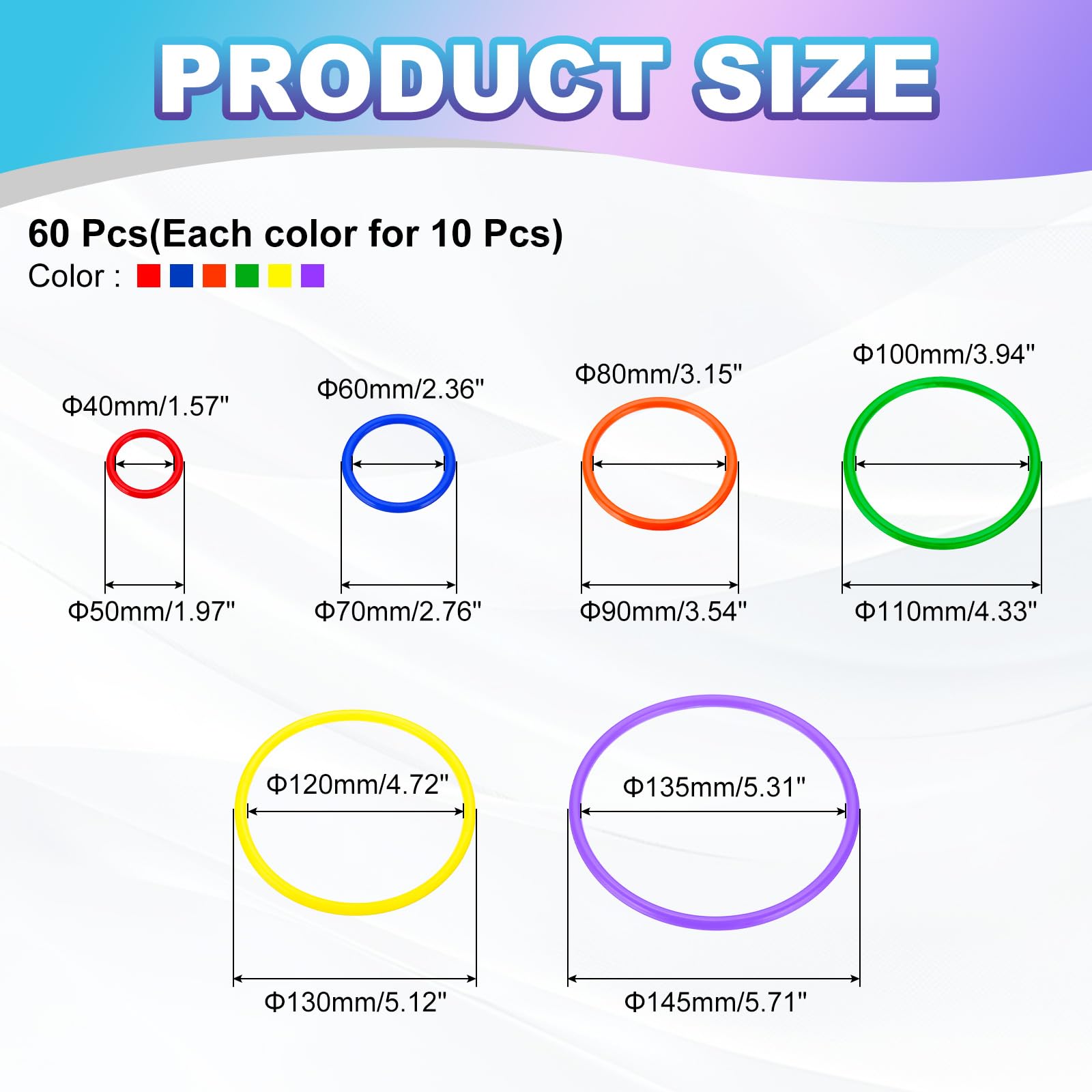 PATIKIL Plastic Toss Ring 6 Sizes - Image 2