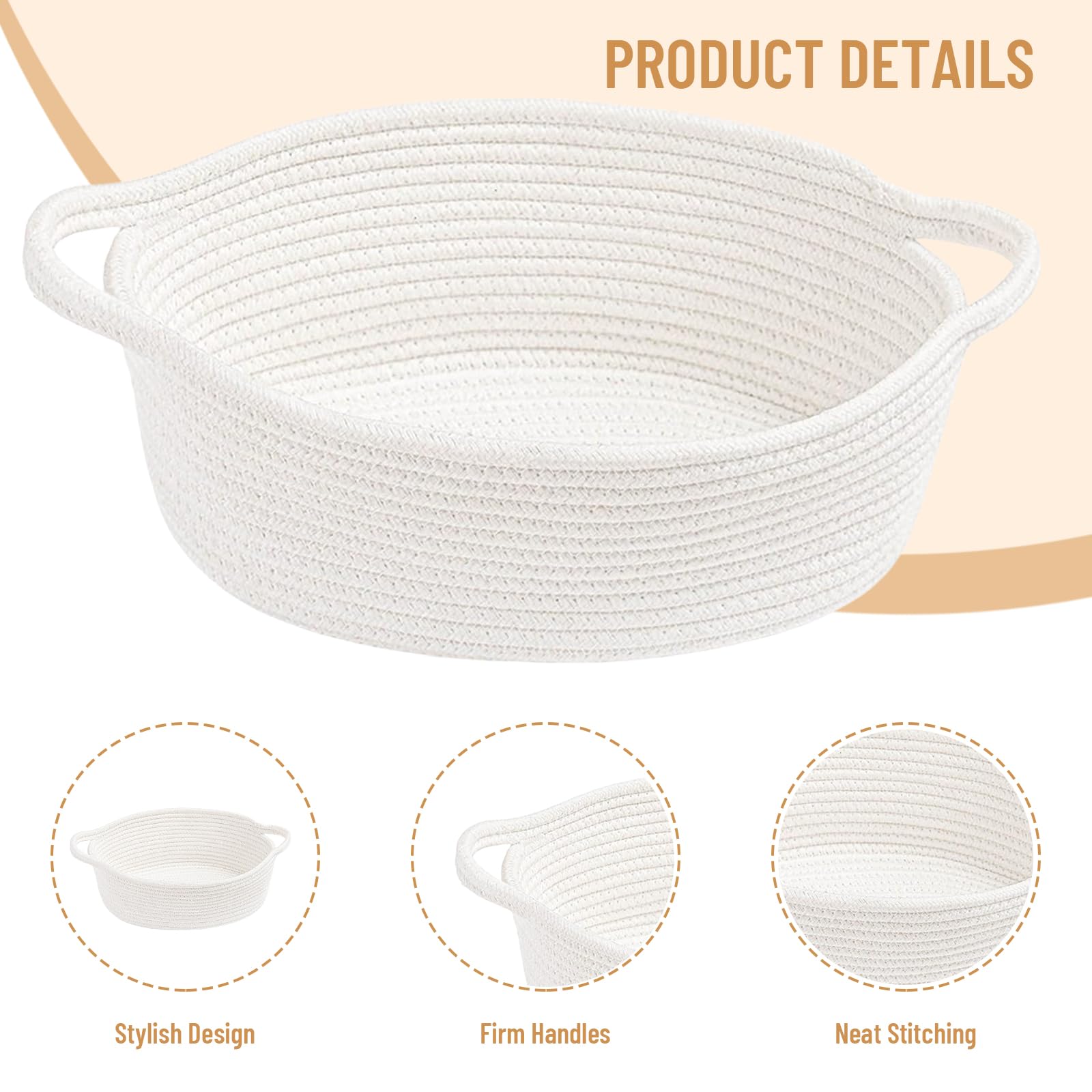 Calkkrer Wit Gevlochten Katoen Touwmand met Handvat, Lege Cadeaumand, Praktische Opbergmand voor Baby Speelgoed, Decoratieve Organizer voor Kinderkamer