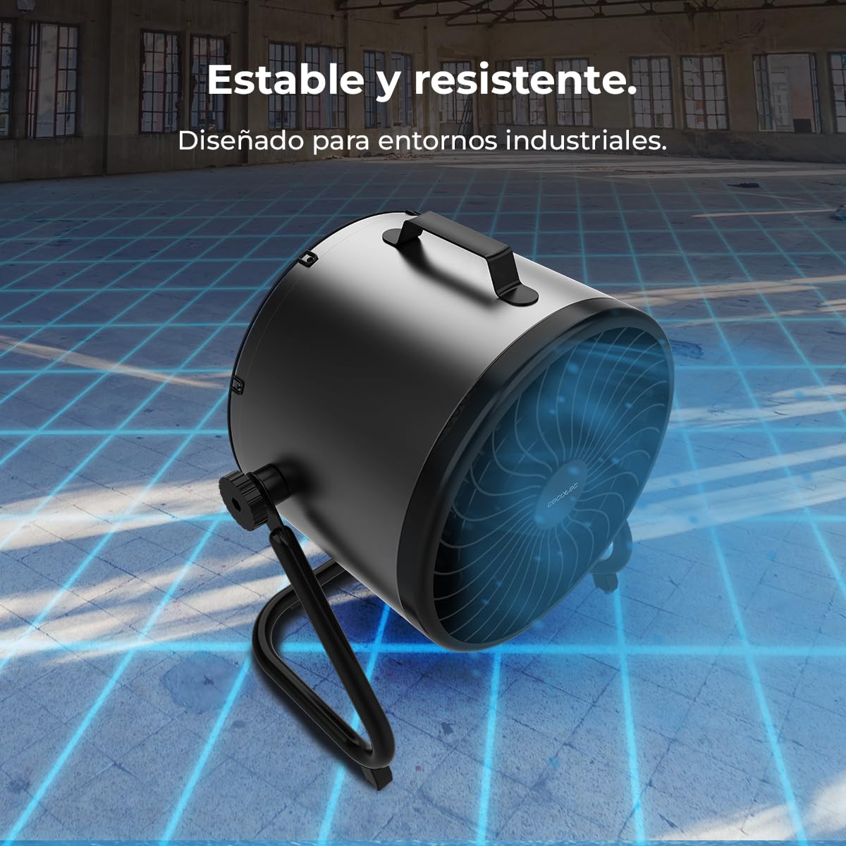 Cecotec Ventilador de Suelo Industrial Proindustry Flowcannon. 140W, Carcasa Metálica, 3 Velocidades, 1300Rpm, Flujo de Aire 4800m³/h, Rejilla De Protección, Diseño Estable, Inclinación Ajustable