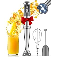 KOIOS Immersion Blender, 1000W Anti-scratch 3-in-1 Hand Blender, Upgraded 12 Speed Stainless Steel Blade Stick Blenders with Turbo Mode, Whisk and Milk Frother, Non-BPA