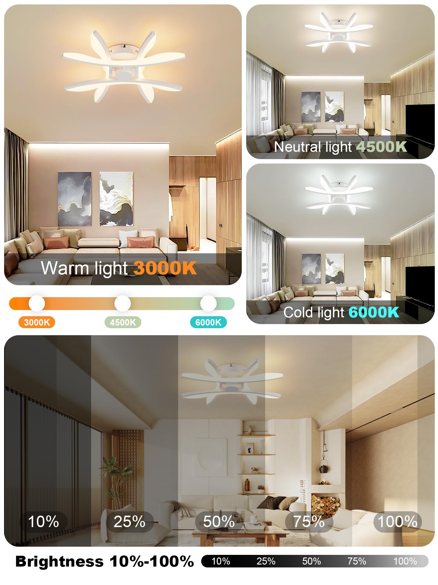 LED-plafondlamp for Baby's, Licht Woonkamer, Eetkamer, Slaapkamer, Winkel, Dimbaar Met Afstandsbediening, 3000K-6000K, Wolken, Kinderkantoor, Binnenplafondlamp,50 * 8CM 36W (Color : Yellow
