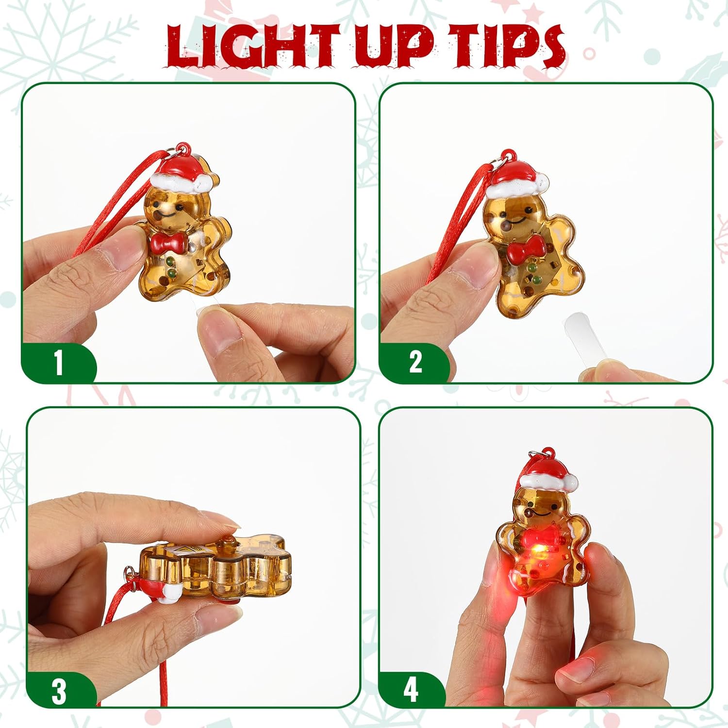 Yinkin 50 Pcs Christmas Light up Necklace for Adults Flashing Necklaces Glow Necklaces Bulk for Xmas Party Favors Stocking Stuffers Christmas Ornaments Decoration