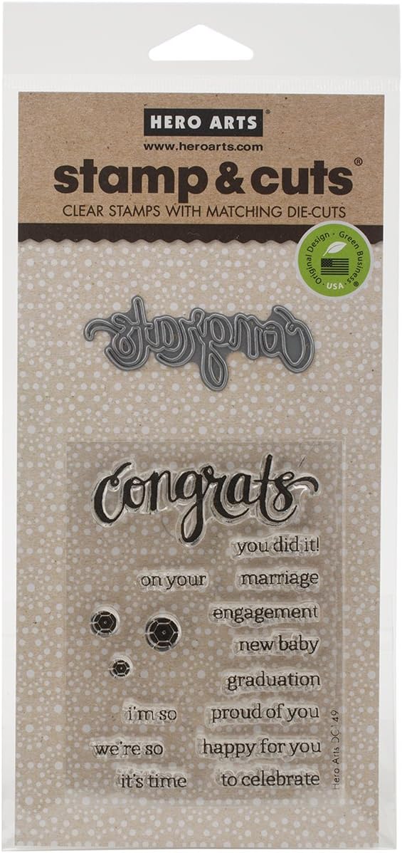 Hero Arts dc149スタンプとカットCongratsスタンプwith Matching Die Cutセット