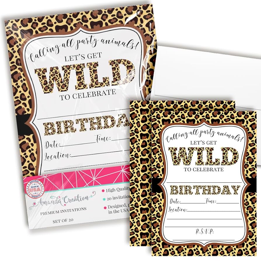 Amazon.com : Leopard Print Wild Birthday Party Invitations, 20 5x7 Fill In Cards with Twenty White Envelopes by AmandaCreation Perfect for Teen and Tween Birthdays, Even Adults! : Home & Kitchen amazon-com-leopard-print-wild-birthday-party-invitations-20-5x7-fill-in-cards-with-twenty-white-envelopes-by-amandacreation-perfect-for-teen-and-tween-birthdays-even-adults-home-kitchen