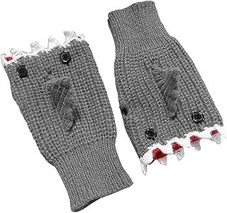 [Mcnkoow] レディース 指なしグローブ - サメ デザイン 暖かい ミトン - クロシェ編み サメ 指なしグローブ | 女性用 大人用 女の子用 冬用 寒さ対策 作業用 運転用 タイピング用 衣装用 コスプレ用 冬期用