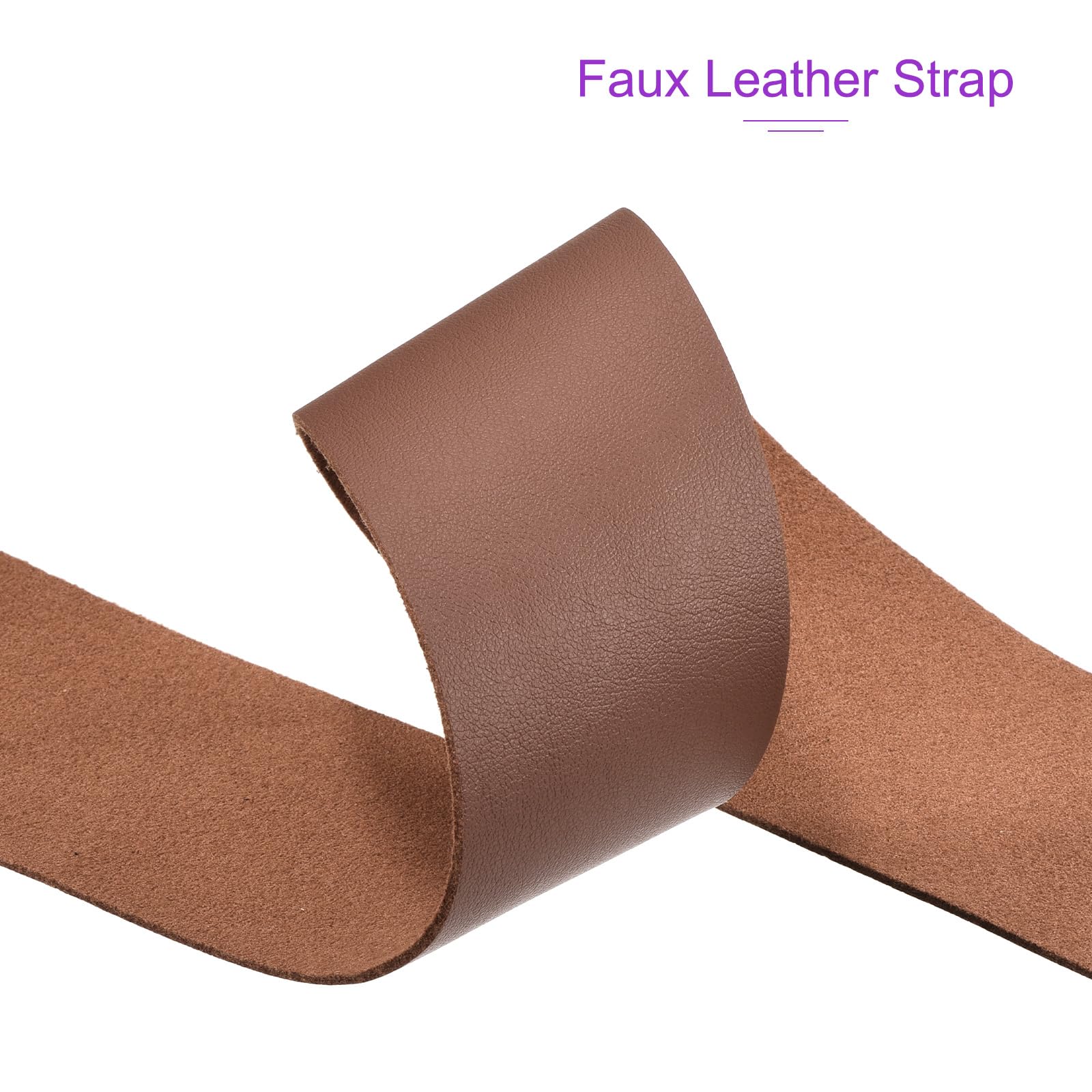 DMiotech Red Brown Faux Leather Strap 2 Inch Wide 78 Inch Long Flat Leather Belt Strip 1.3mm Thick Single Sided Cord for Arts Craft DIY Traction Ropes - Image 4