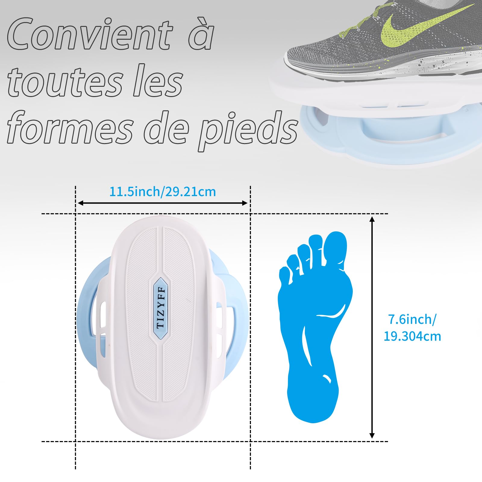Planche de torsion, la planche d'équilibre TIZYFF sans bruit, utilisée pour les exercices de la taille, des bras, des jambes et des fessiers en intérieur/extérieur de la salle de sport.