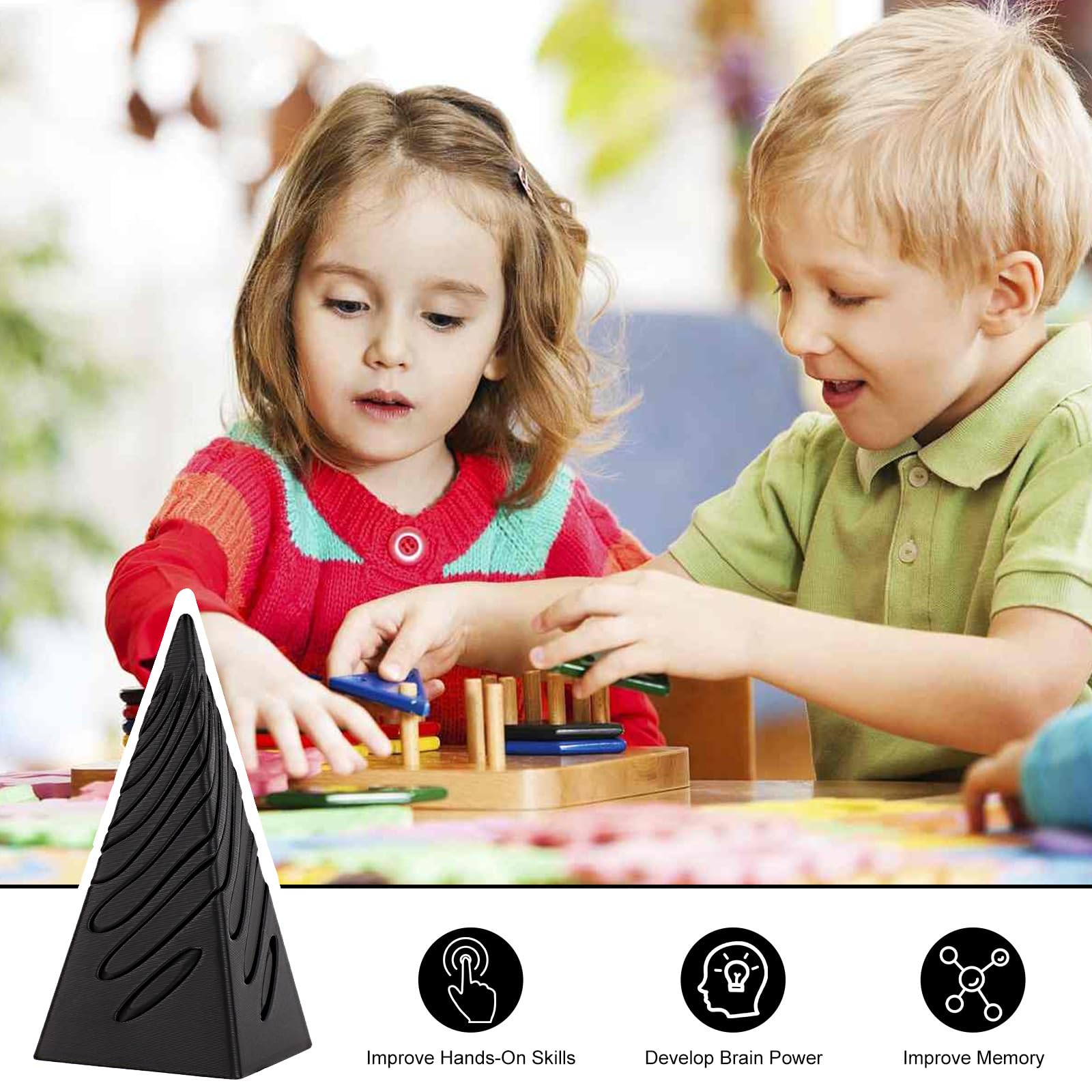 Giocattolo Piramide Fidget 3D | Scultura Impossibile Pyramid Passthrough 54x110 Mm – Gioco Anti-Stress In PP