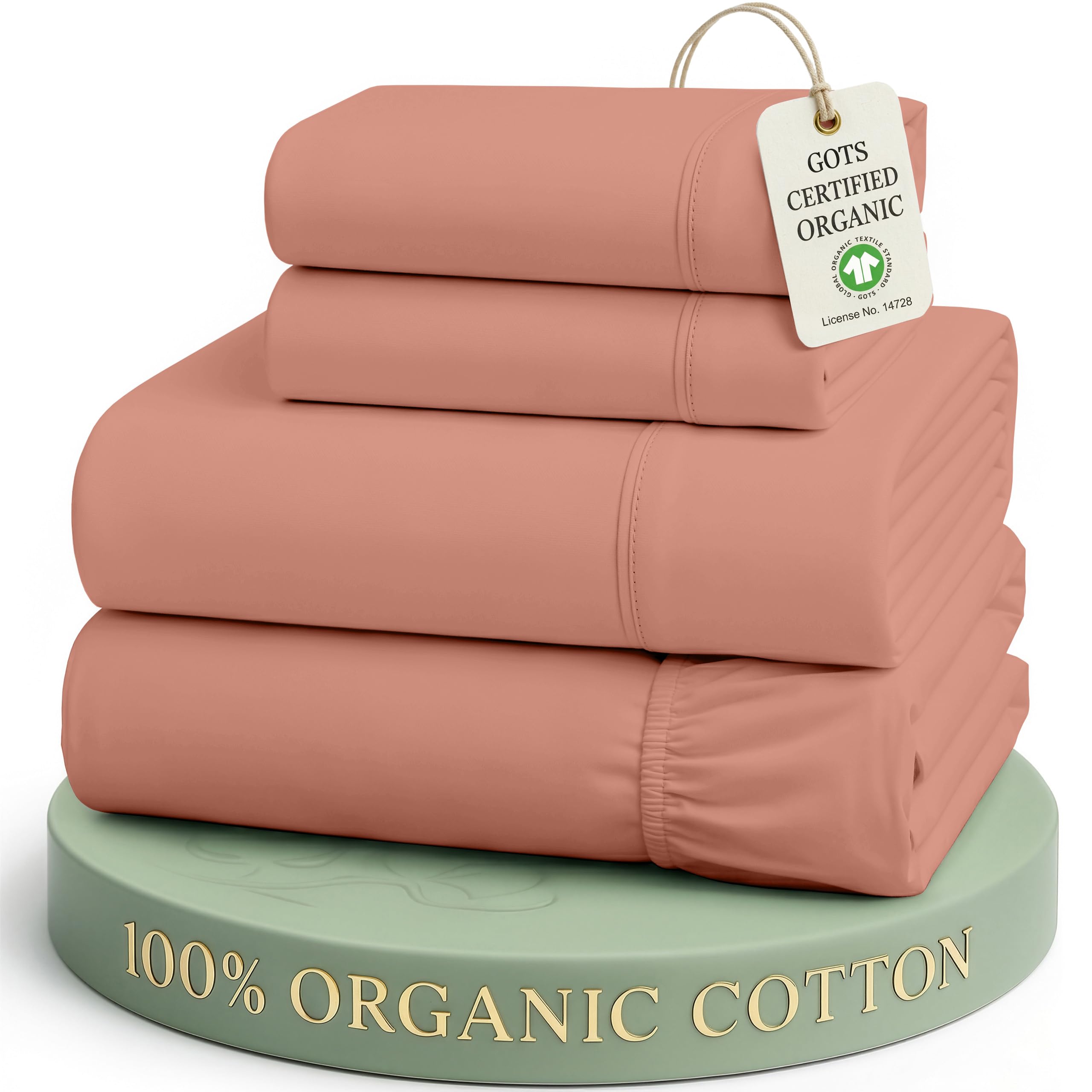LANE LINEN Queen Size Bed Sheet Set 100% Organic Cotton Soft - Rose Dawn — image 1