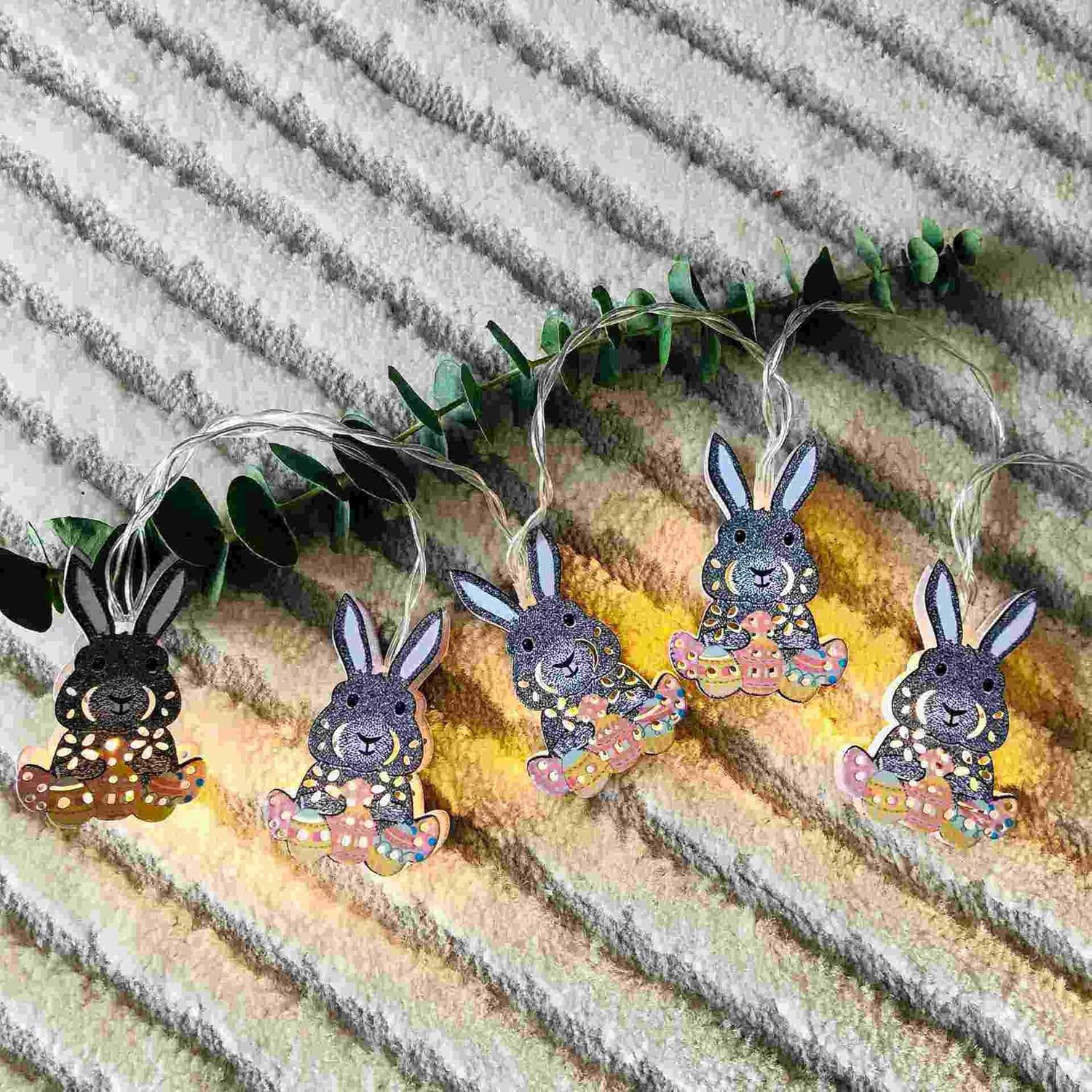 New 2026 Easter Decorative Lights 10 LED Bunny Strings for Easter Indoor and Outdoor Lights for Easter Egg Garden Decoration