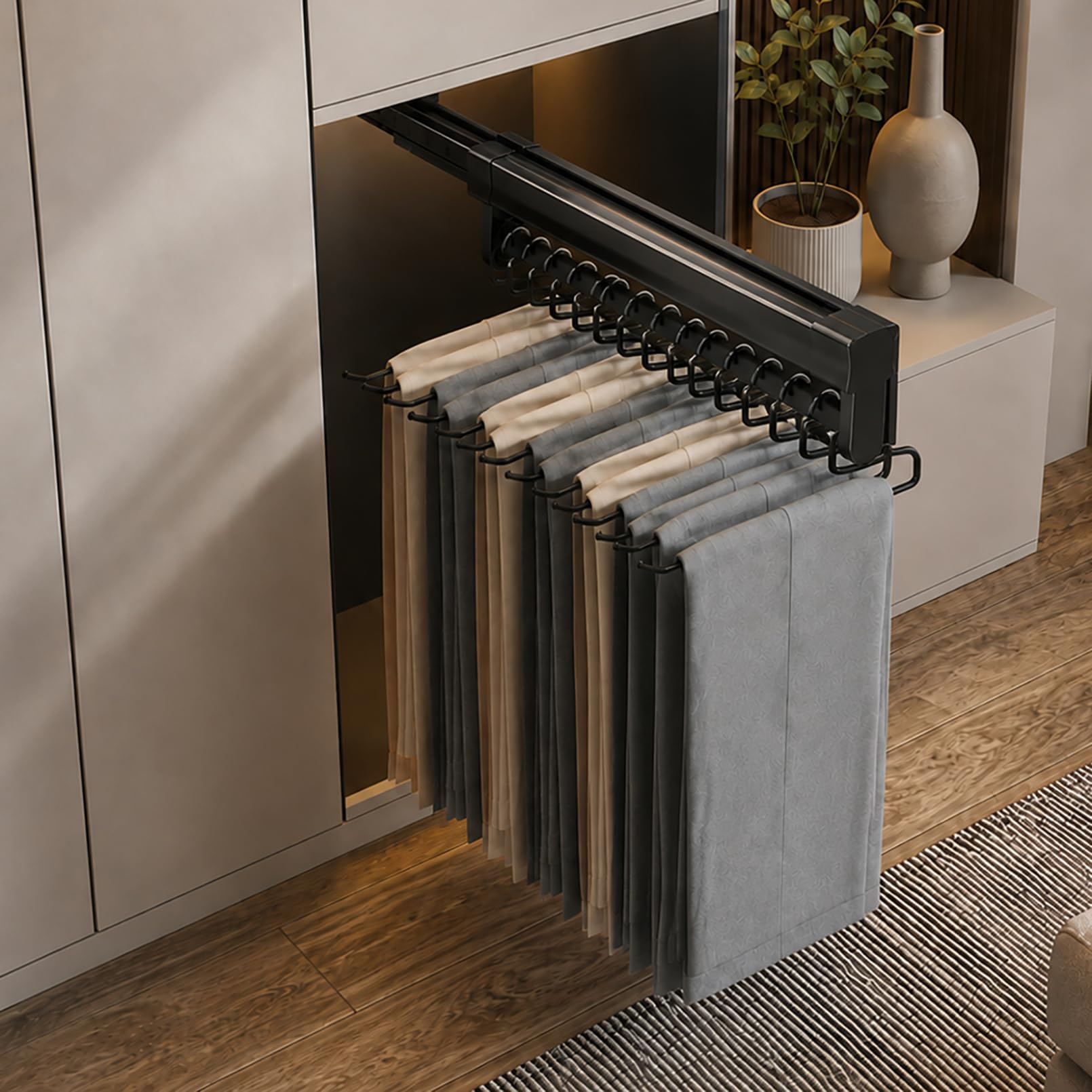 Tringle de Penderie Coulissante et Extensible en Acier Porte-Vêtements
