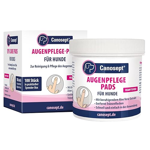 Canosept Augenpflege-Pads für Hunde 100 Stück - Augenpflege Hund & Tränenfleckenentferner Hund – Augenreiniger für Hunde mit beruhigendem Aloe Vera Extrakt, schonende Hundepflege
