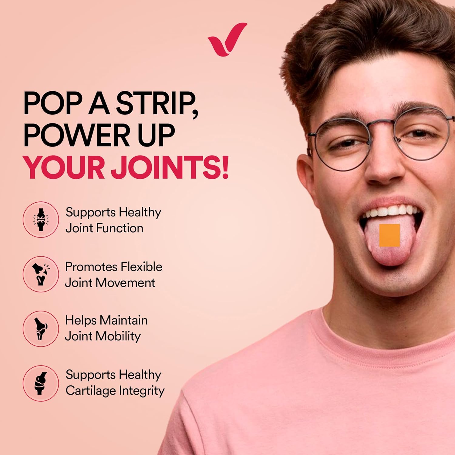 Joint Support Strips – 60 Strips – Fast-Dissolving Oral Supplement with Curcumin-D3 & AquaQ10 – Mobility & Flexibility Support for Men & Women – Cranberry Flavor