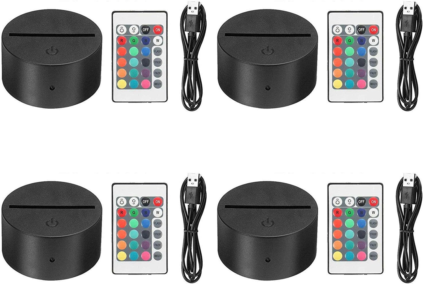 EEEKit 4 Pack 3D Base for Acrylic, Decorative Lights for Room Shop Halloween, Christmas (Black)