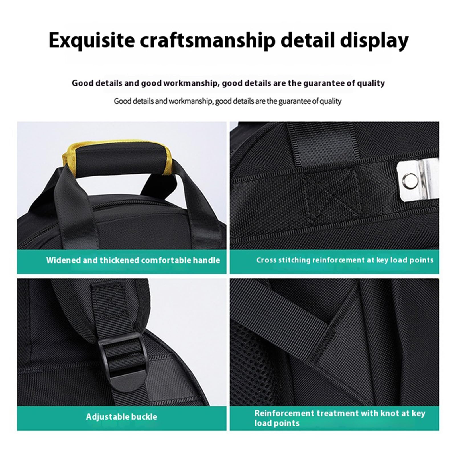 Mochila de trabajo con parte inferior moldeada para organización y protección de herramientas, electricista, fontanero, mochila para electricista