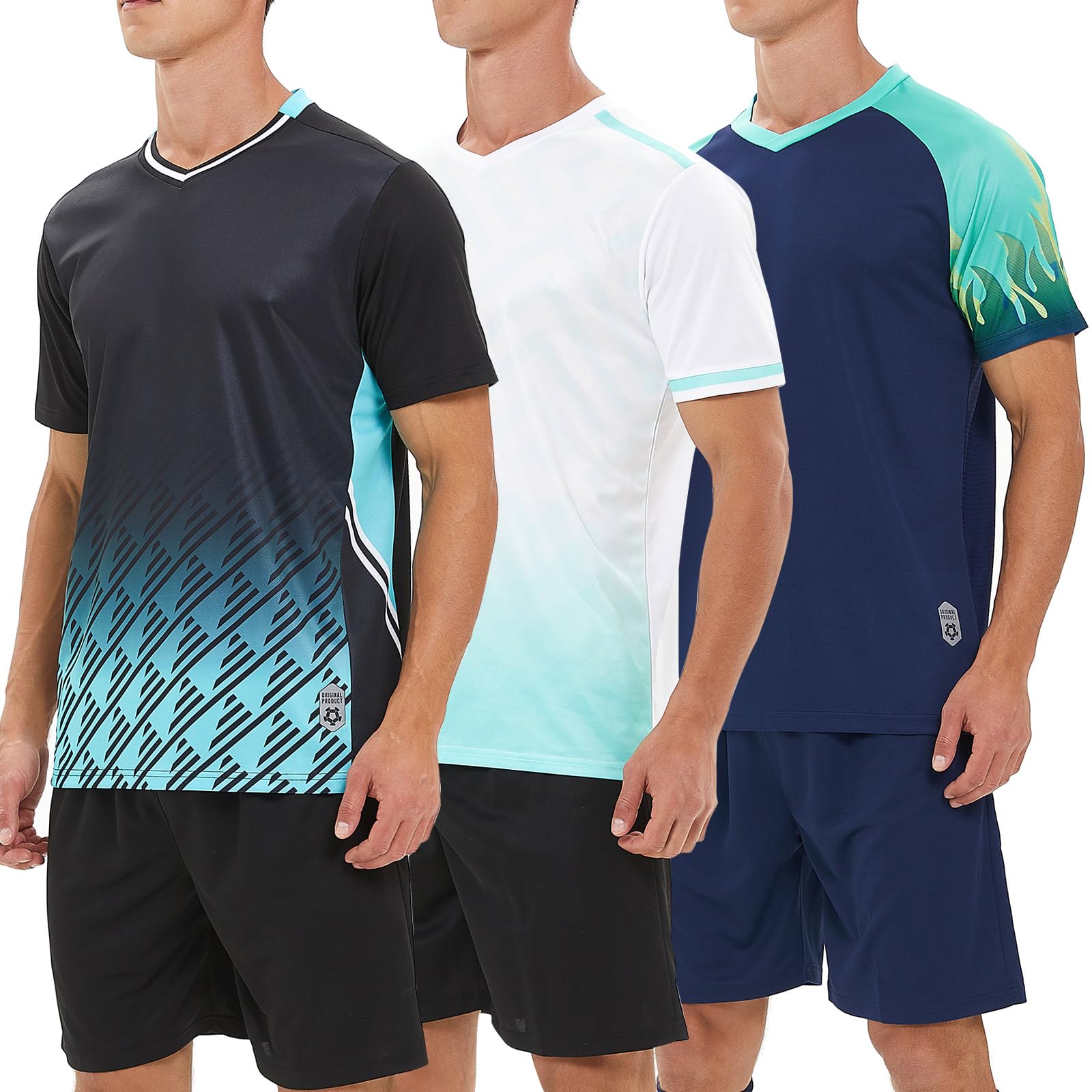 BOOMCOOLGym Clothes for Men Workout Shirts Sets Outfits 3 Pack for Running Football Athletic Exercise Fit for Out T Sports