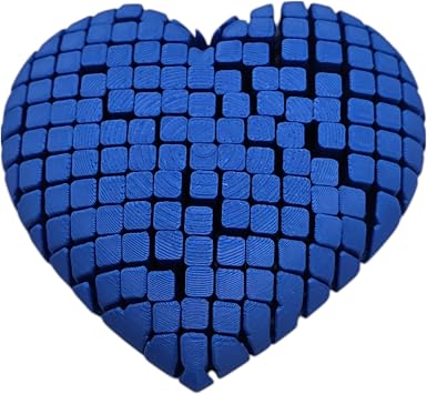Flexi Fidget Articulating Flexible Animals and Creatures 3D Printed Sensory Desk Figurines Stress, Anxiety & Focus Relief Bendable Collectible Figures Blue Heart