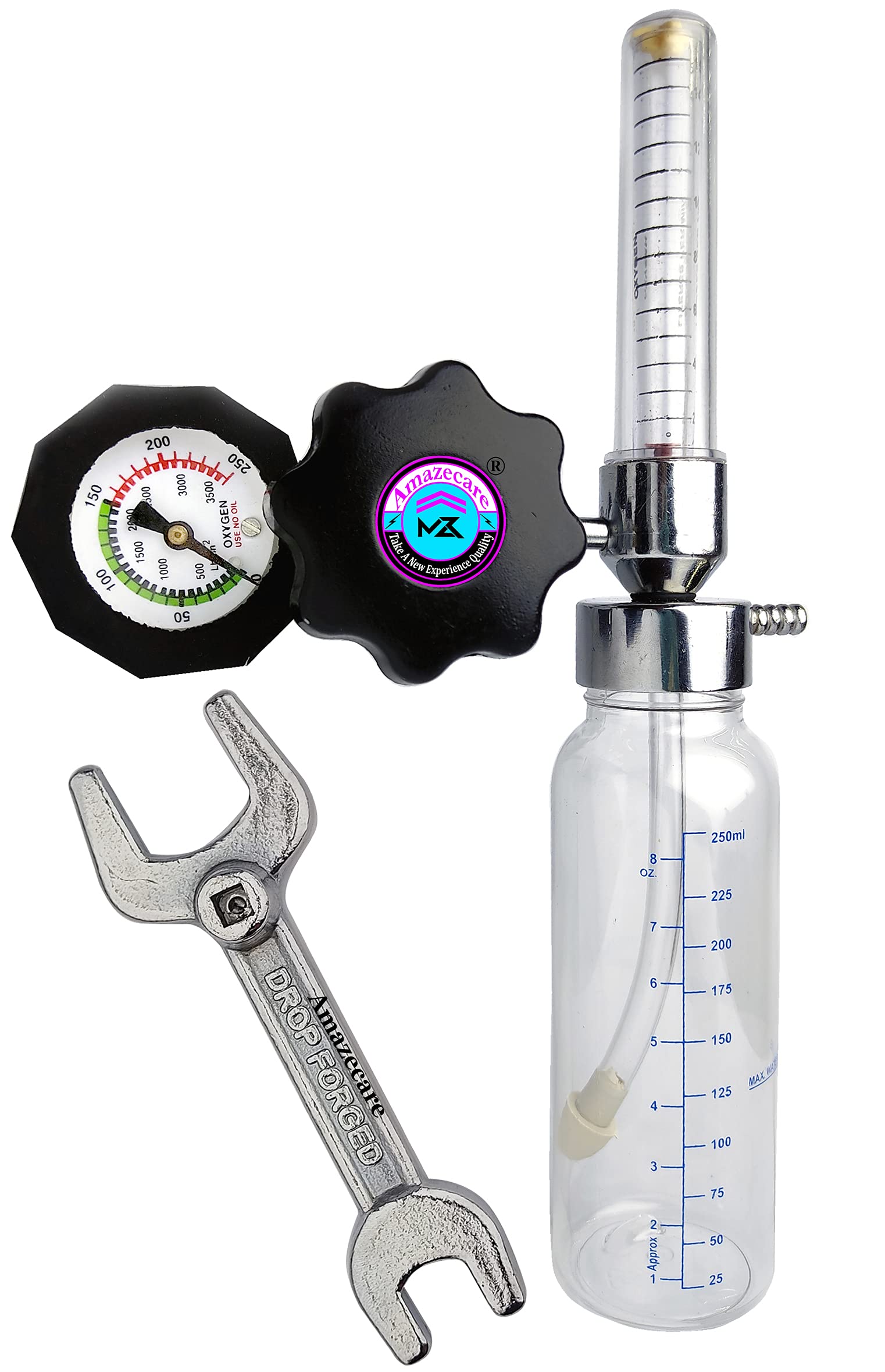 Amazecare Oxygen Flowmeter with Rotameter & Humidifier Bottle with Oxygen Cylinder Key (3 In 1 Medical Spanner) (Flowmeter with Key) (B0C24FR78Q) Amazon Price History, Amazon Price Tracker