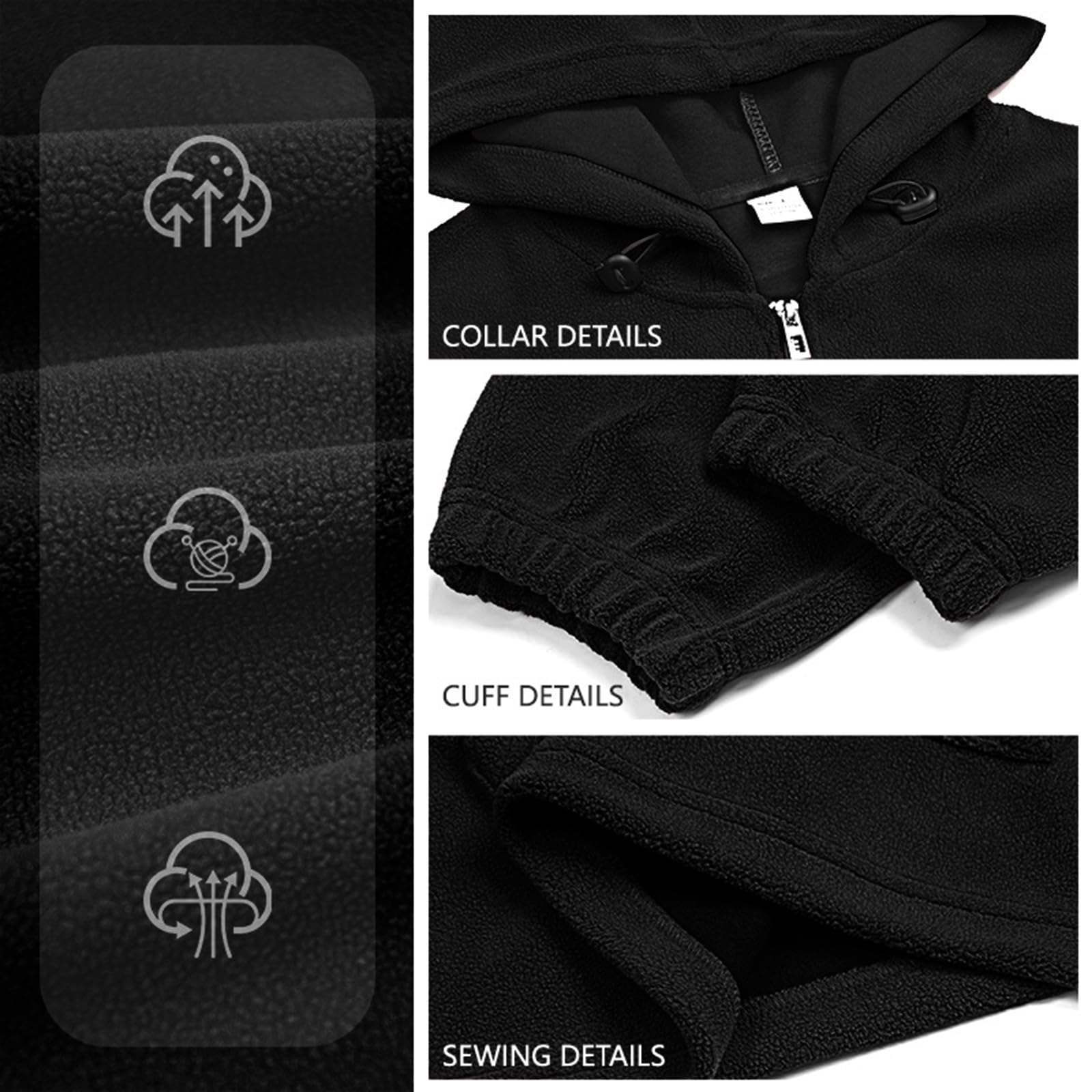DENGJIAMY - Sudadera básica con capucha y cremallera de un cuarto para
