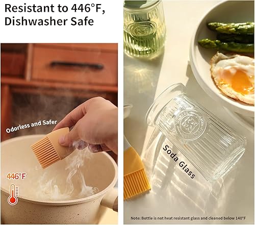 Miniatura 5 de Dispensador de aceite con cepillo, dispensador de aceite de oliva de vidrio para cocina, botella dispensadora de aceite 3 en 1 con cepillo de