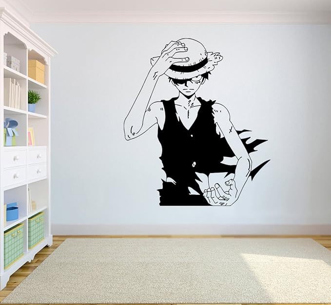 CVANU One Piece Wall Vinyl Decal Top Anime Wall Art Monkey D. Luffy