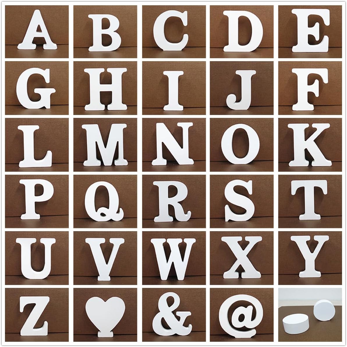 10CM White High-Density Solid Pine Fiberboard Alphabet Ornaments, Number and Symbol Wooden Crafts, DIY Creative Letters for Homtters for Home Decor (Symbol Dot)