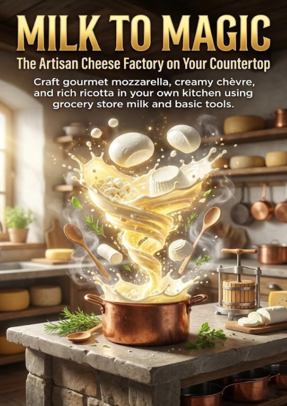 Milk to Magic: The Artisan Cheese Factory on Your Countertop: Craft gourmet mozzarella, creamy chèvre, and rich ricotta in your own kitchen using grocery store milk and basic tools.