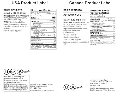 Vista 9 de Food to Live - Albaricoques secos, 2 libras kosher, vegano, a granel, producto de pavo