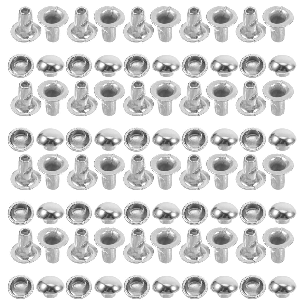 SEWACC Remaches Metálicos 100 en Forma de Hongo Redondos de 6mm Color Plata, Metal Resistente, Estilo Punk para Diy para Ropa y Collares de Perro